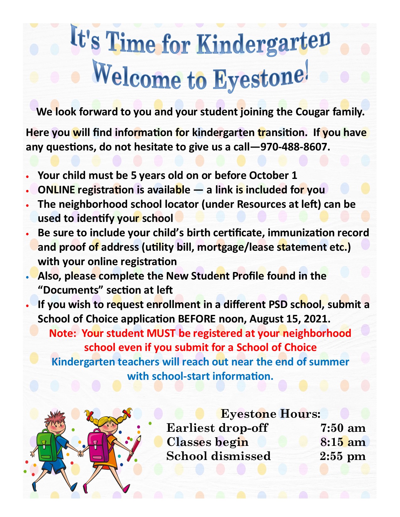 20212022 Kindergarten Registration Eyestone Elementary School